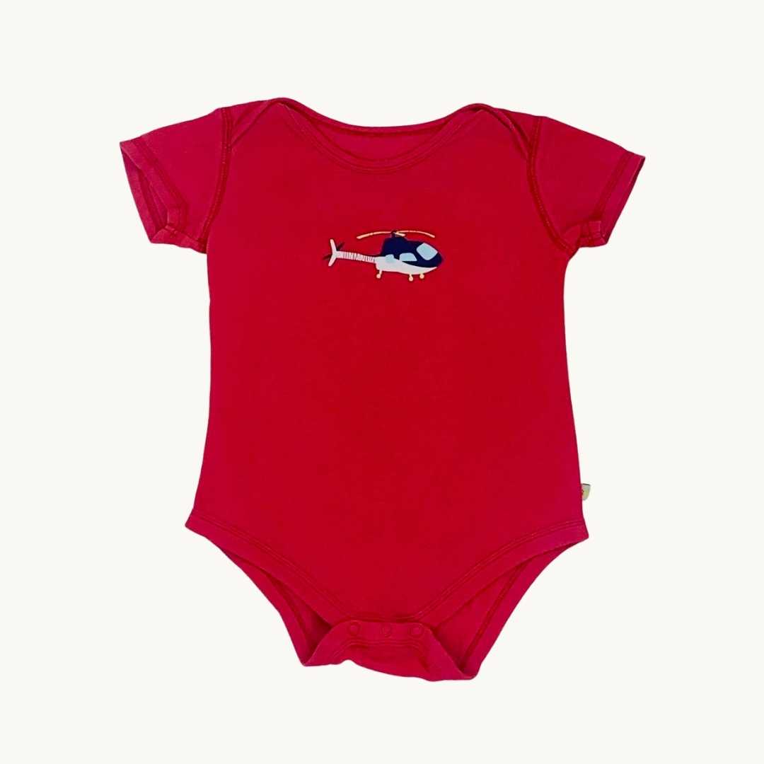 Needs TLC Frugi pink helicopter bodysuit size 6-12 months