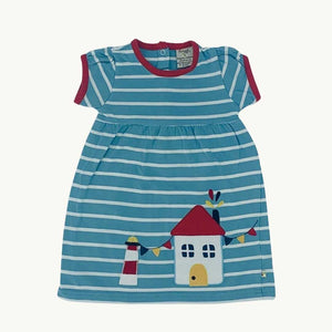 Hardly Worn Frugi striped house dress size 6-12 months