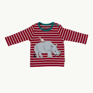 Hardly Worn Frugi striped rhino top size 0-3 months