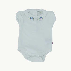 Hardly Worn Jojo Maman Bebe bird & flower embroidery bodysuit size 6-12 months