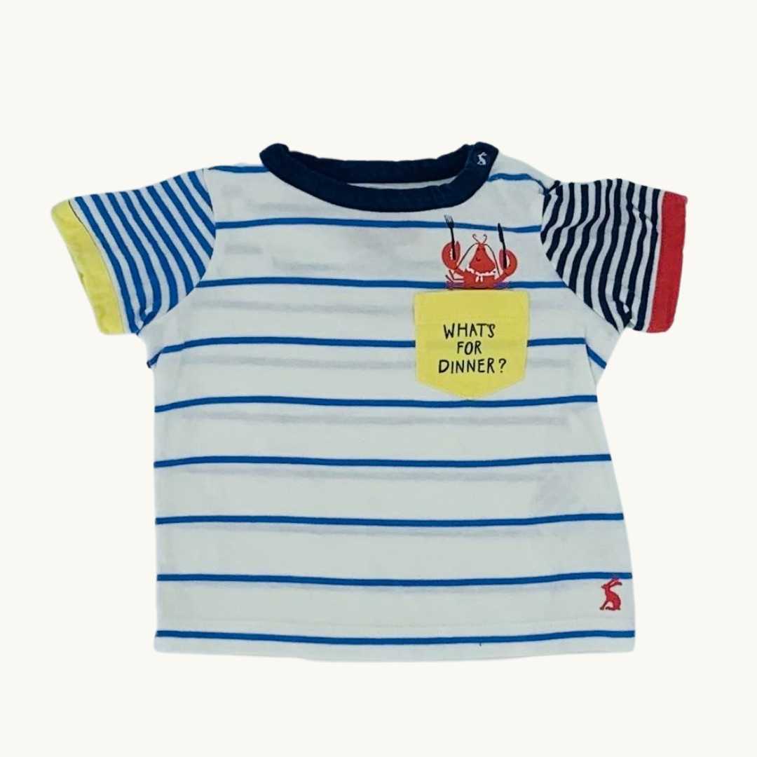 Hardly Worn Joules striped lobster t-shirt size 3-6 months