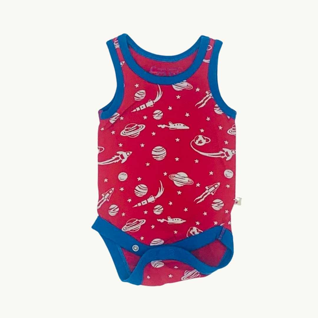 Gently Worn Frugi red space bodysuit size 3-6 months