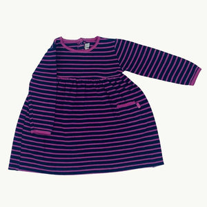Gently Worn Jojo Maman Bebe pink striped dress size 6-12 months
