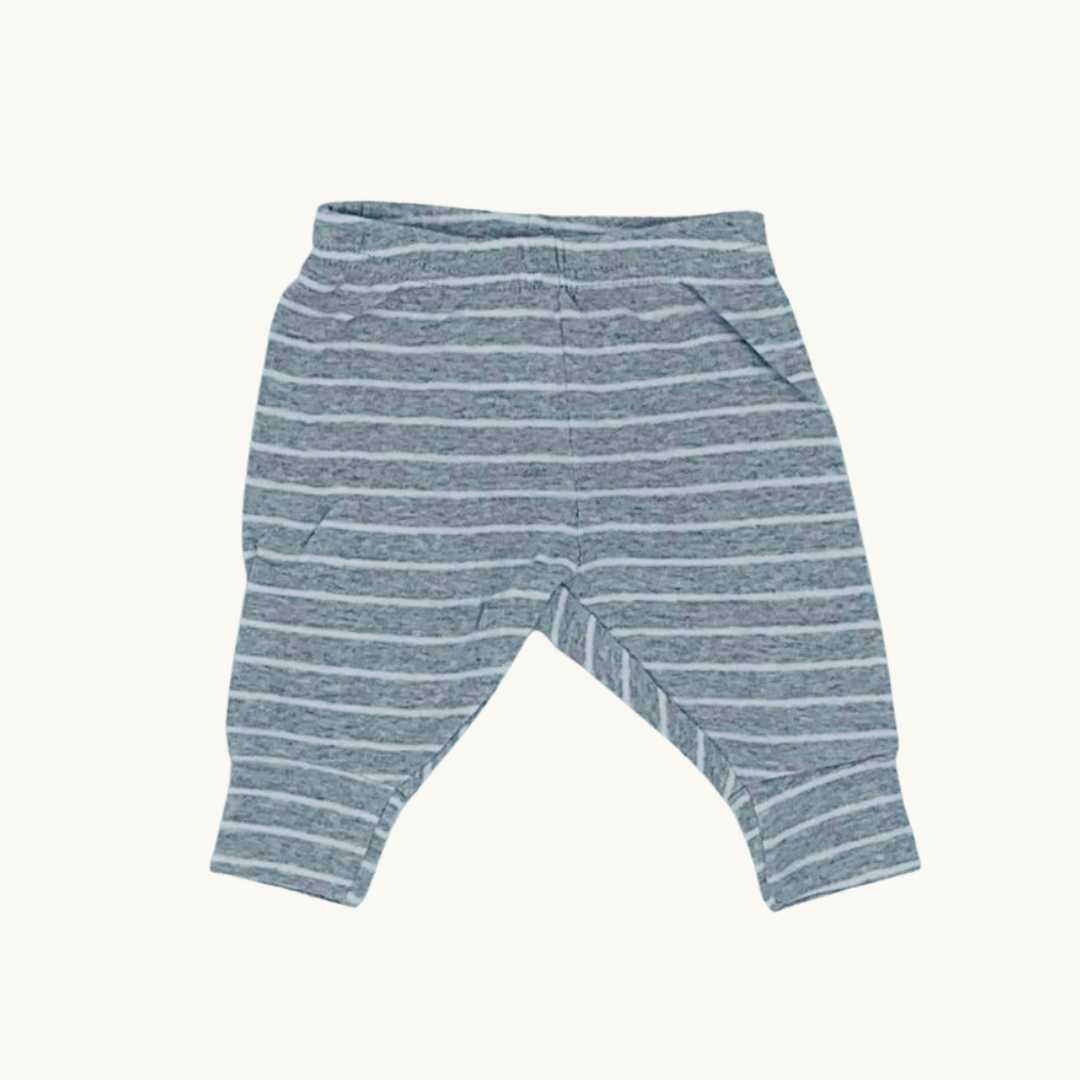 Hardly Worn Carters grey striped joggers size Newborn