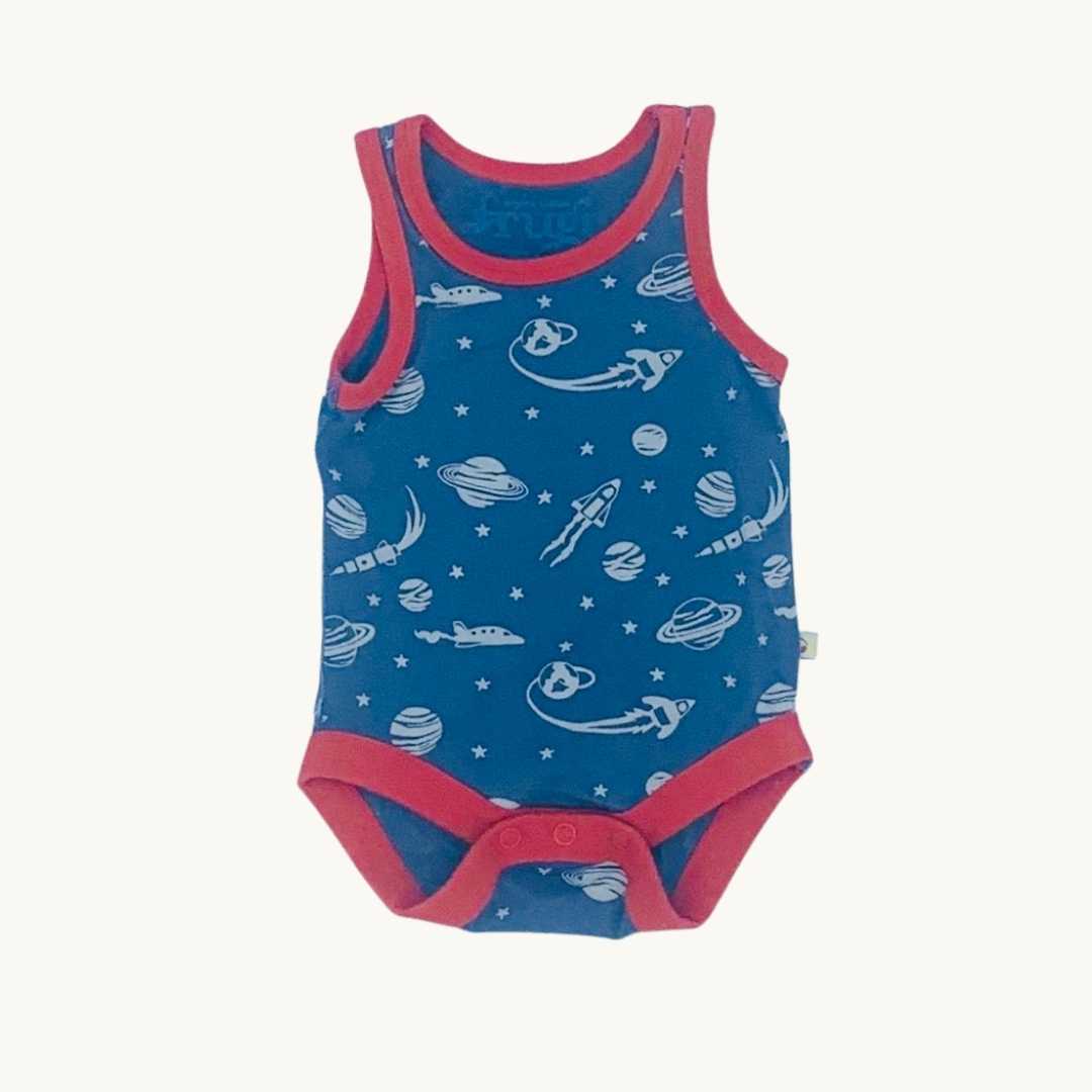 Hardly Worn Frugi blue space bodysuit size 3-6 months