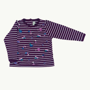 Hardly Worn Jojo Maman Bebe purple striped top size 6-12 months