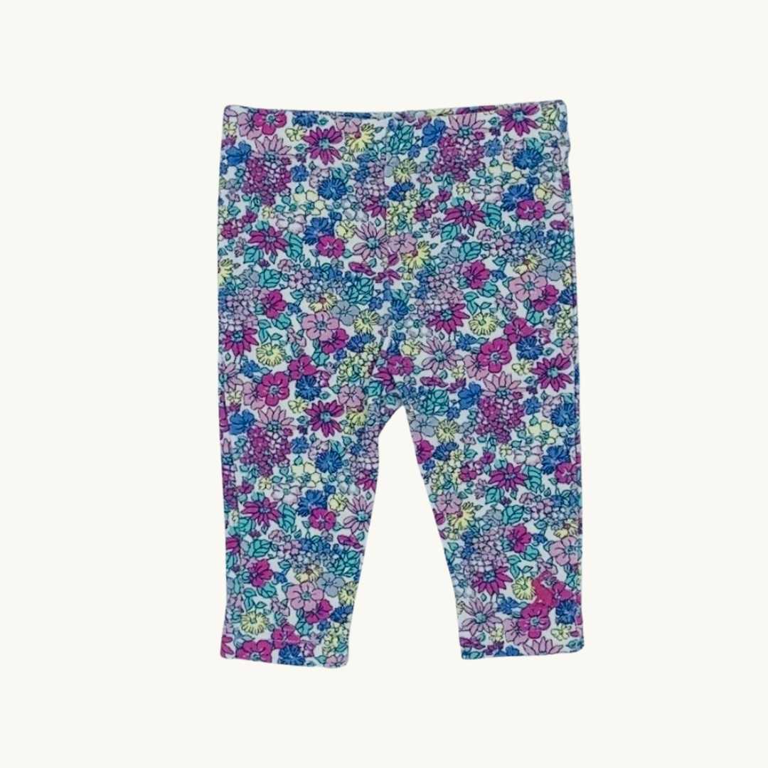 Hardly Worn Joules flower leggings size 0-3 months