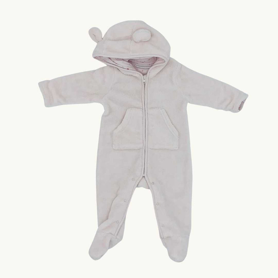 Hardly Worn The White Company pink fleece romper size 3-6 months