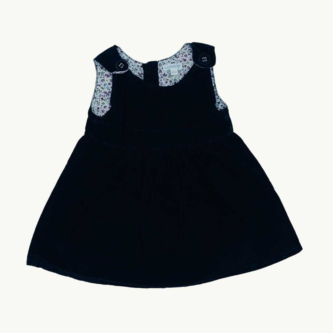 Gently Worn Jojo Maman Bebe black corduroy dress size 6-12 months