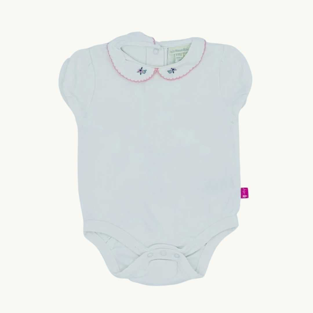 Gently Worn Jojo Maman Bebe embroidered collar bodysuit size 6-12 months