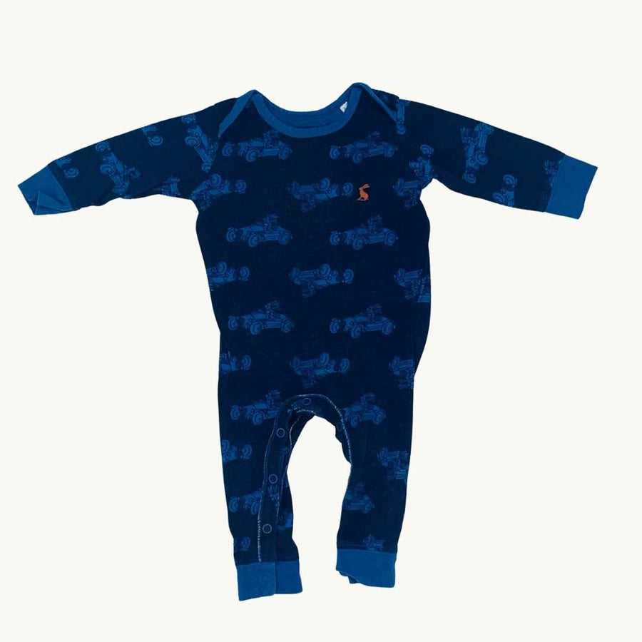 Gently Worn Joules racing car romper size 3-6 months
