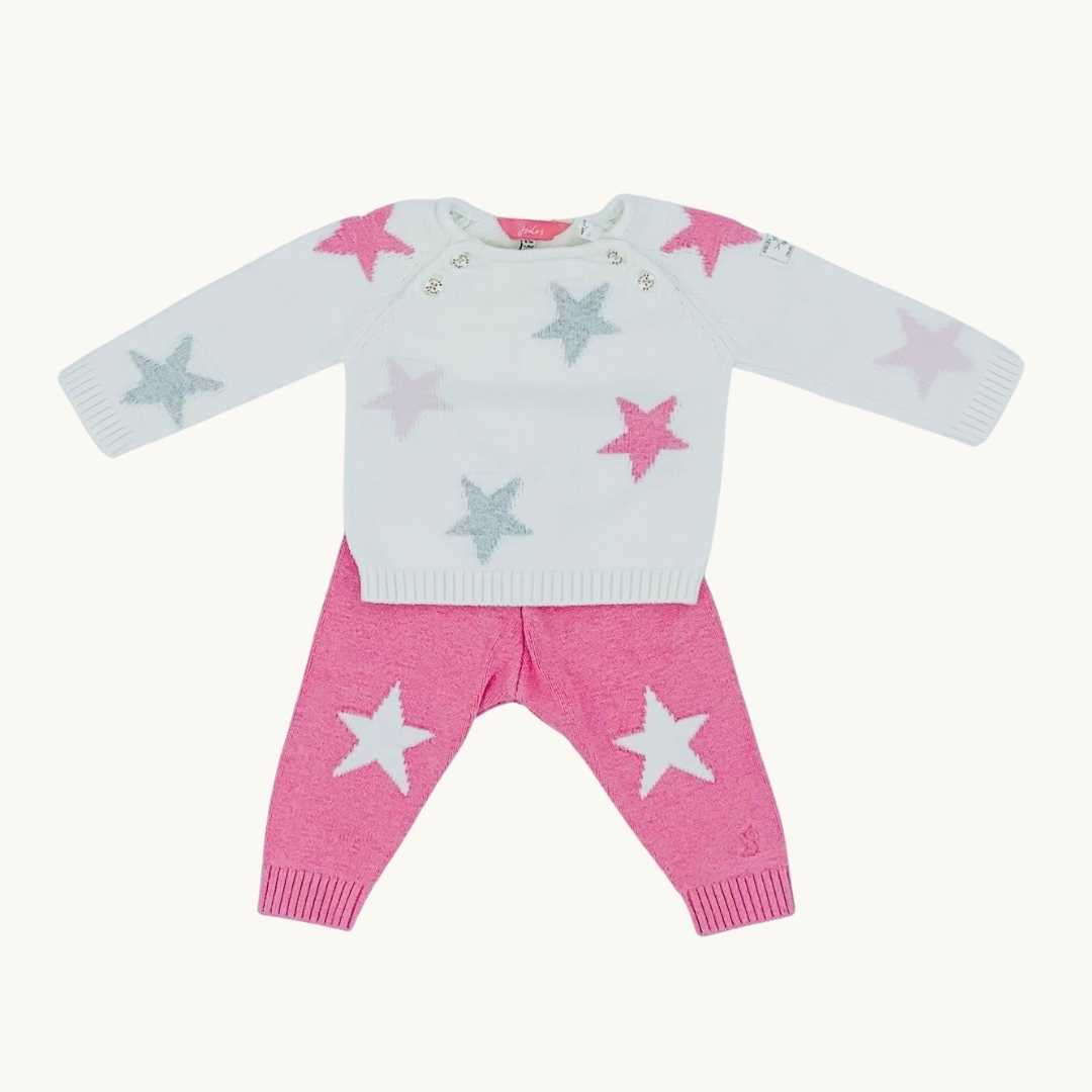 Gently Worn Joules pink knit set size 0-3 months