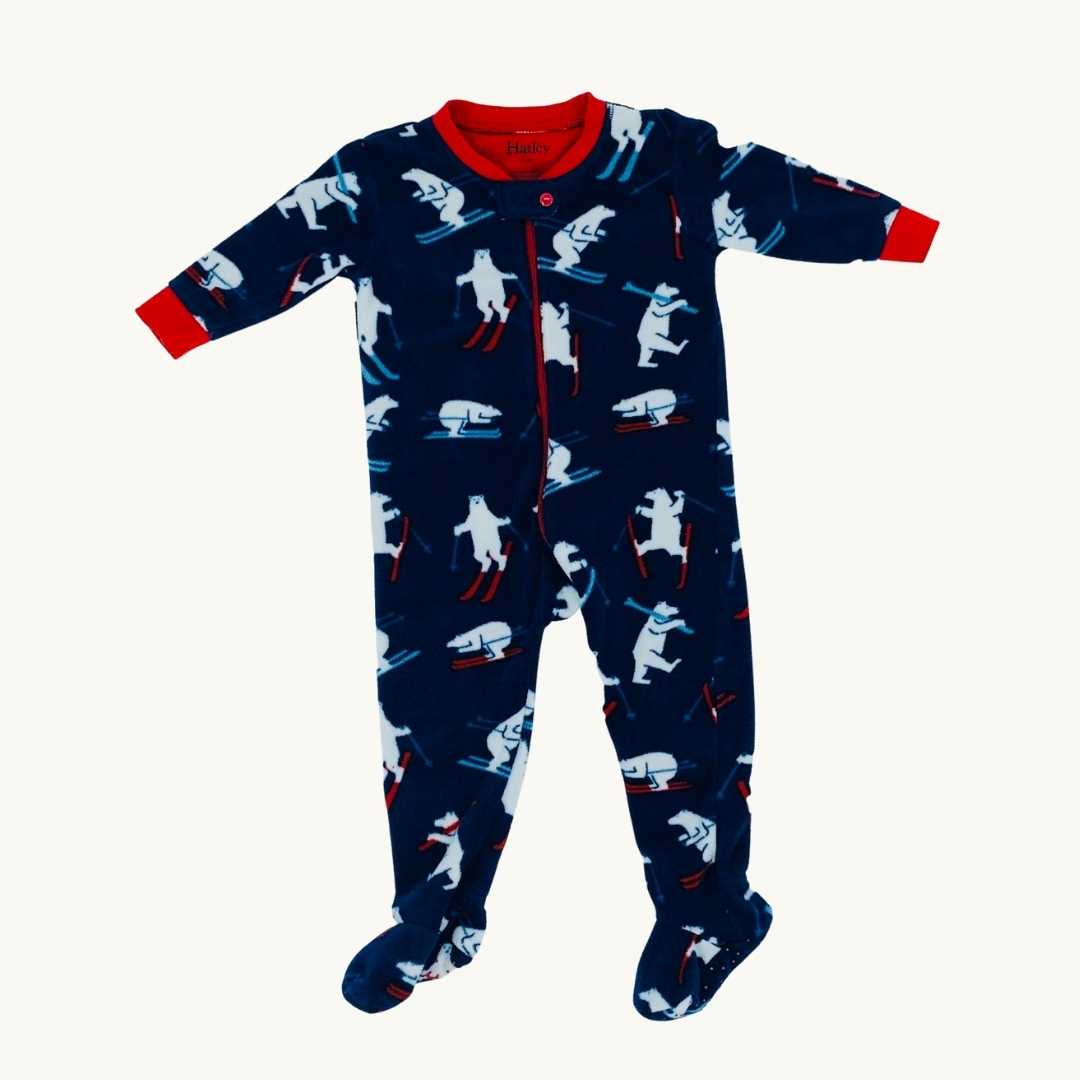 Hardly Worn Hatley navy velour sleepsuit size 3-6 months