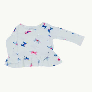 Hardly Worn Joules unicorn frill top size 3-6 months