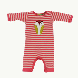 Needs TLC Little Green Radicals striped pink romper size 3-6 months