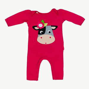 Needs TLC Olive & Moss pink cow romper size 0-6 months