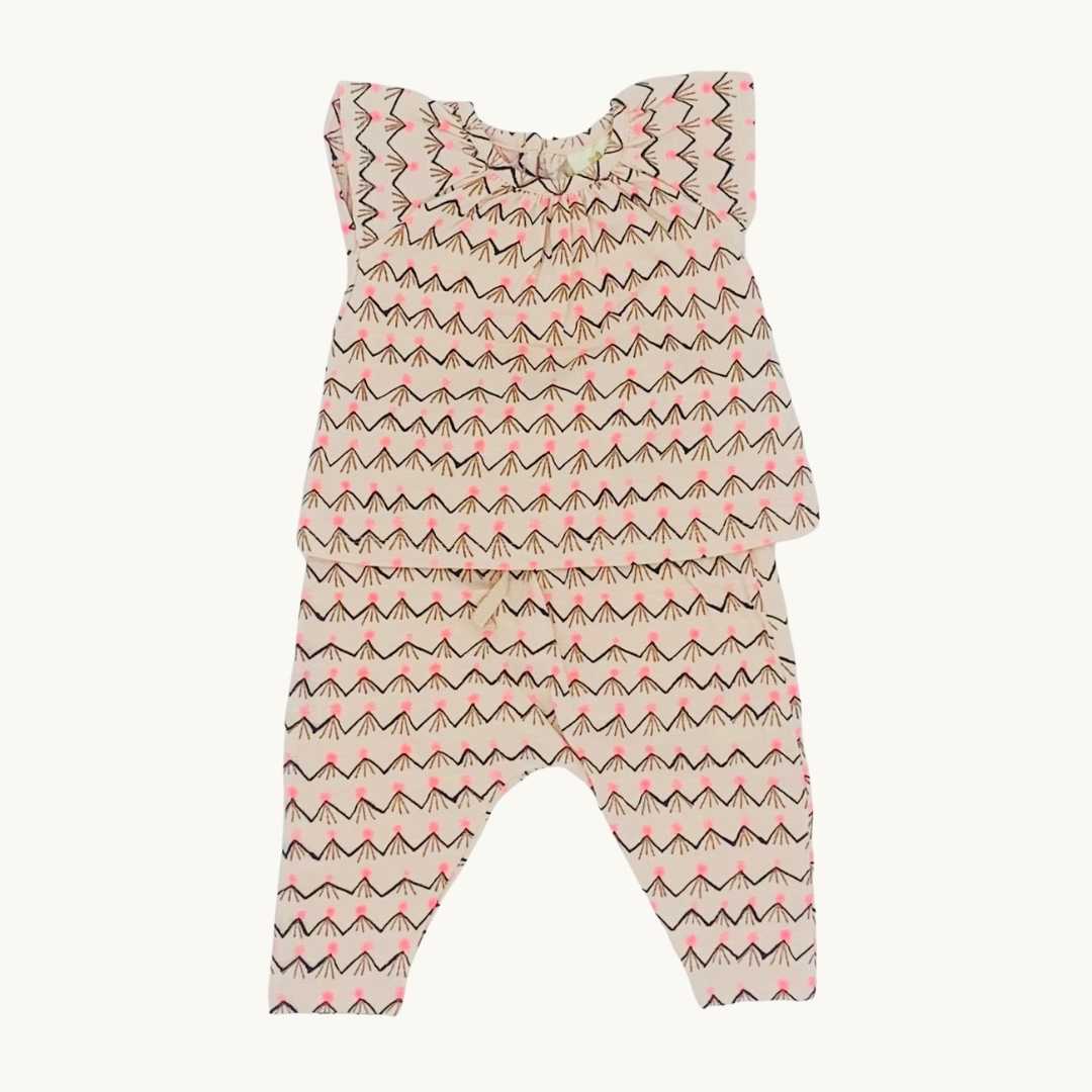 Never Worn Soft Gallery pink geometric set size 0-3 months