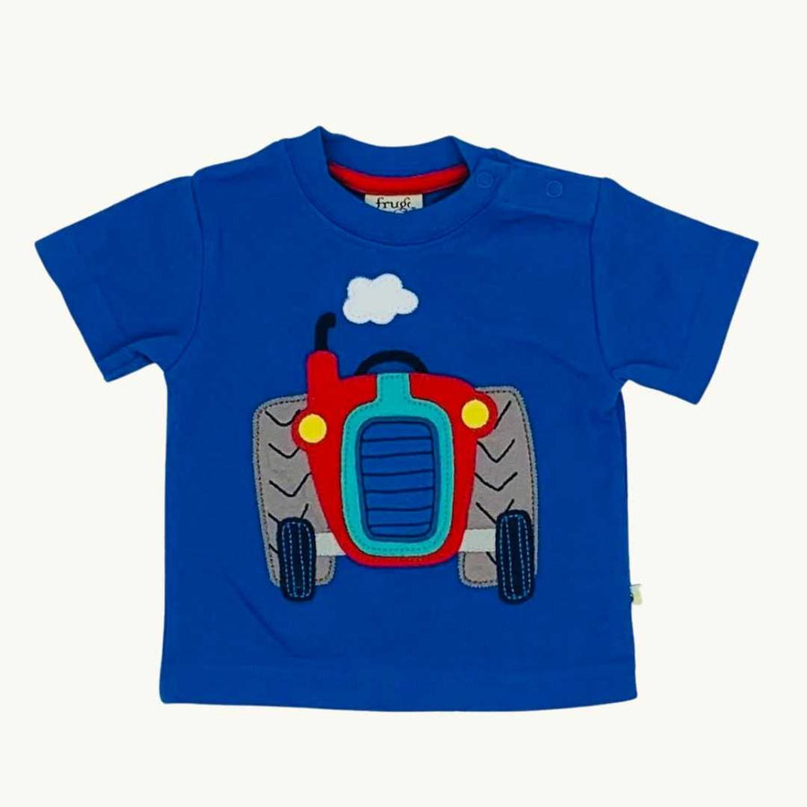 New Frugi blue tractor t-shirt size 0-3 months