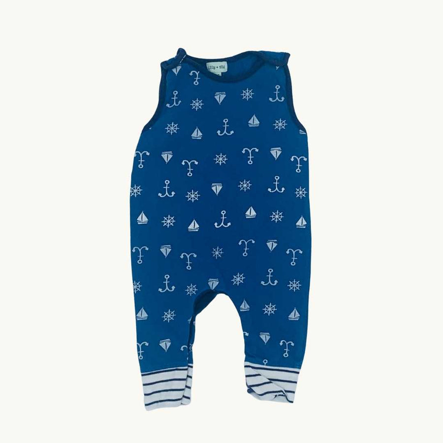 Gently Worn Lilly & Sid romper dungarees set size 3-6 months