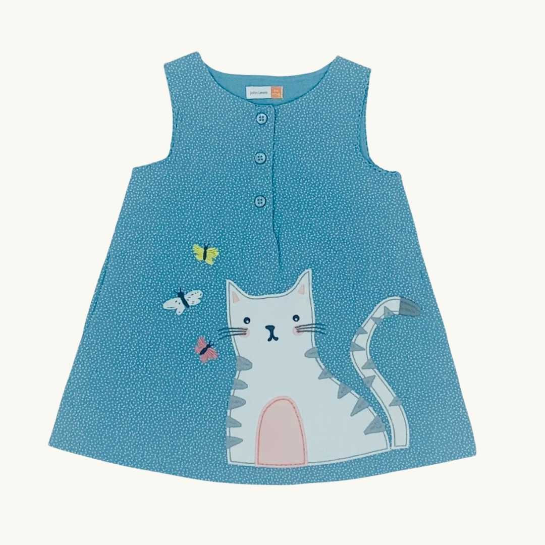 Never Worn John Lewis blue cat dress size 3-6 months