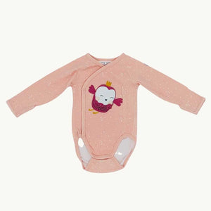 Hardly Worn Polarn O Pyret pink bird kimono bodysuit size 2-4 months