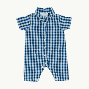 Hardly Worn The White Company checked seersucker tailored romper size 0-3 months