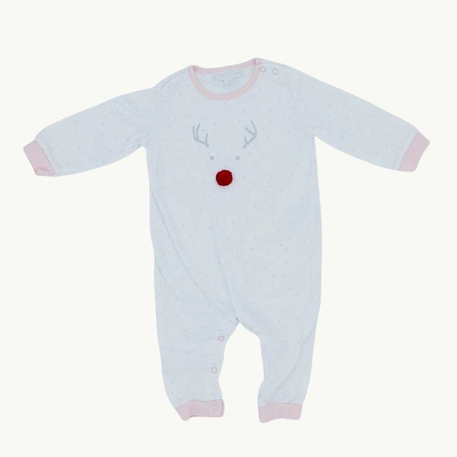 Hardly Worn The White Company pink spot romper size 6-9 months