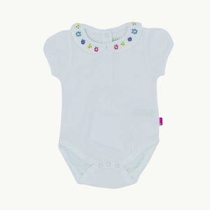 Hardly Worn Jojo Maman Bebe white embroidered collar sleepsuit size 3-6 months