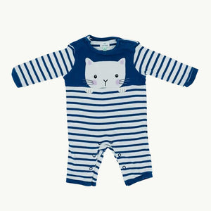 Hardly Worn John Lewis striped cat romper size 0-3 months