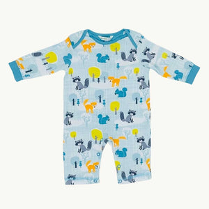 Hardly Worn John Lewis checked forest animal romper size 0-3 months