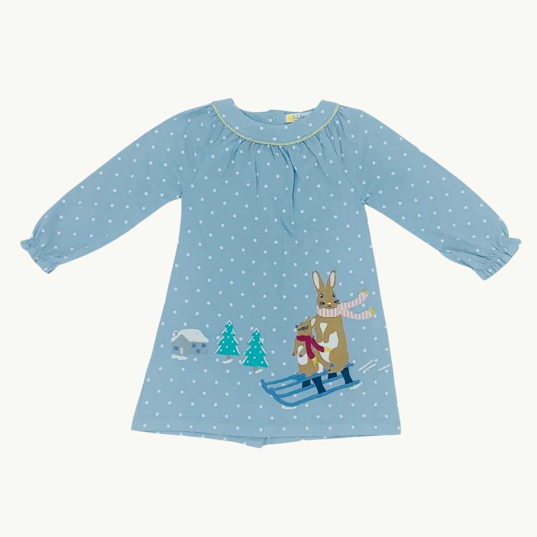 New Boden blue ski bunny dress size 18-24 months