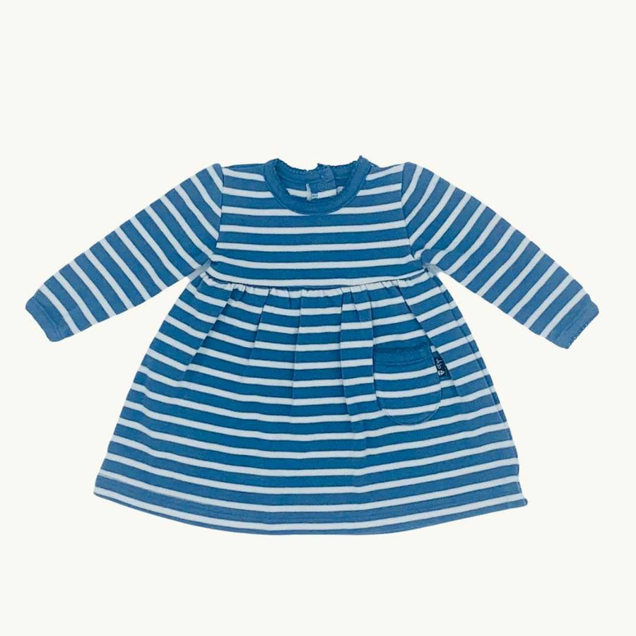 Hardly Worn Jojo Maman Bebe blue striped dress size 0-3 months