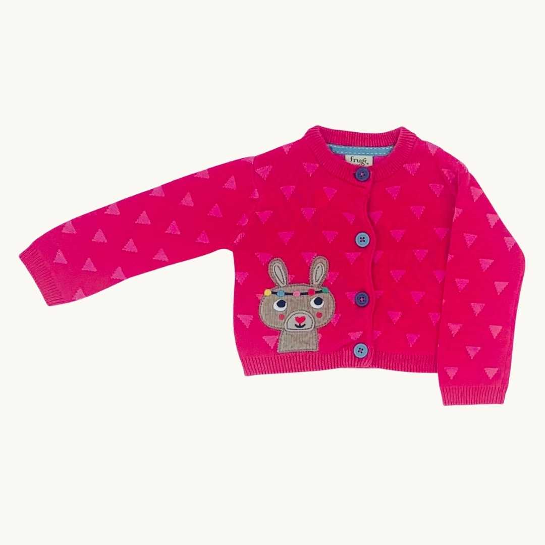 Hardly Worn Frugi pink knitted cardigan size 3-6 months