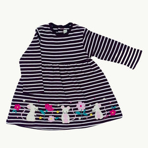 New Jojo Maman Bebe purple striped applique dress size 6-12 months