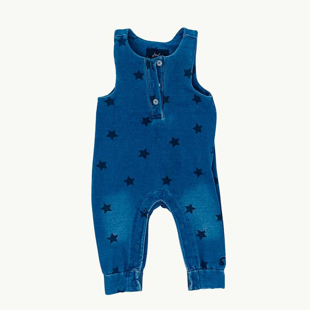 Hardly Worn Joules denim star romper dungarees size 3-6 months