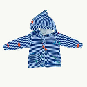 Never Worn Joules striped dinosaur hoodie size 0-3 months