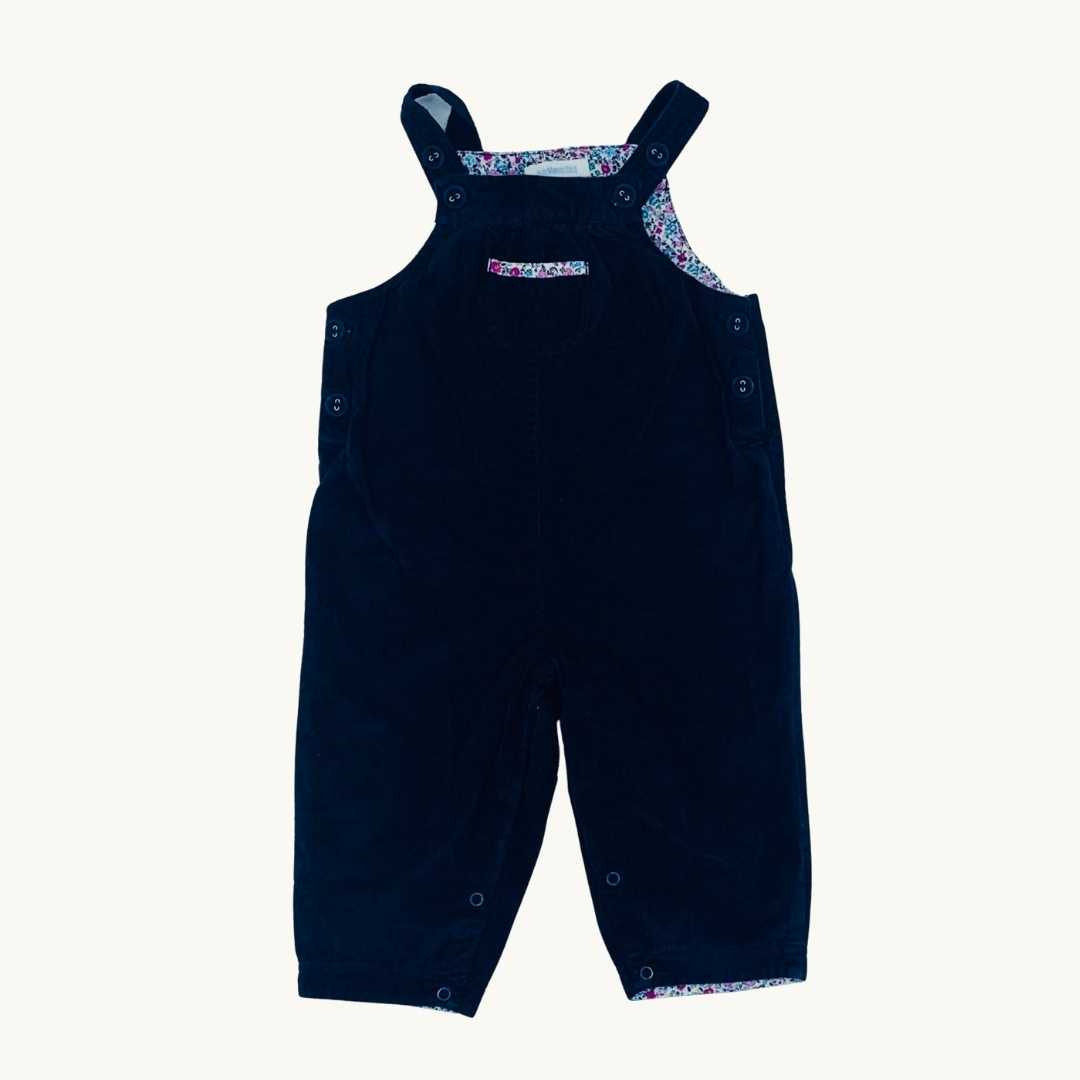 Hardly Worn Jojo Maman Bebe navy cord dungarees size 6-12 months