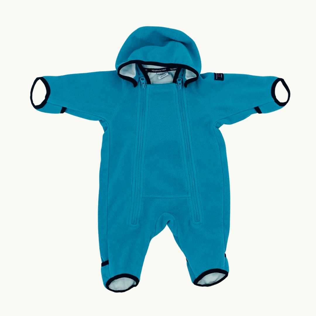Hardly Worn Polarn O Pyret green fleece pramsuit size 1-2 months