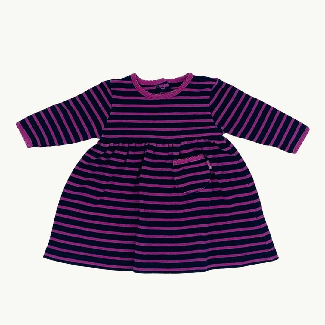 Gently Worn Jojo Maman Bebe pink striped dress size 3-6 months