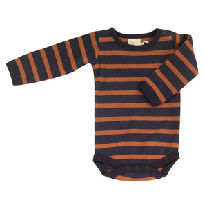 Bodysuit in navy & rust breton stripe