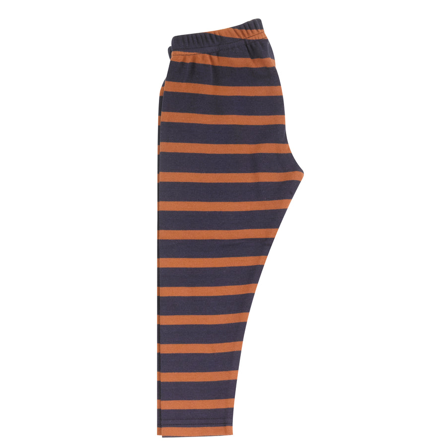 Leggings in navy & rust breton stripe