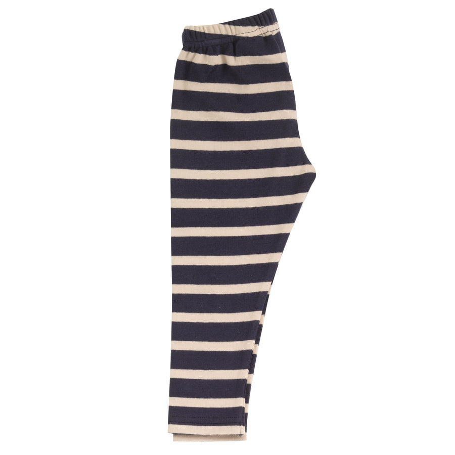 Leggings in navy & stone breton stripe