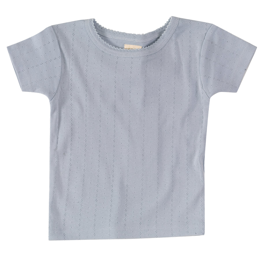 Pointelle T-shirt in Pale Blue