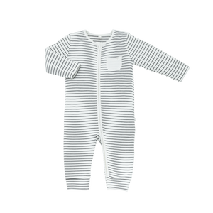 Zip-Up Sleepsuit in Grey Stripe